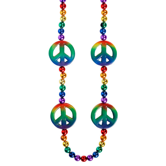 Bead Rainbow Peace Signs 12mm 42" (6 PACK)