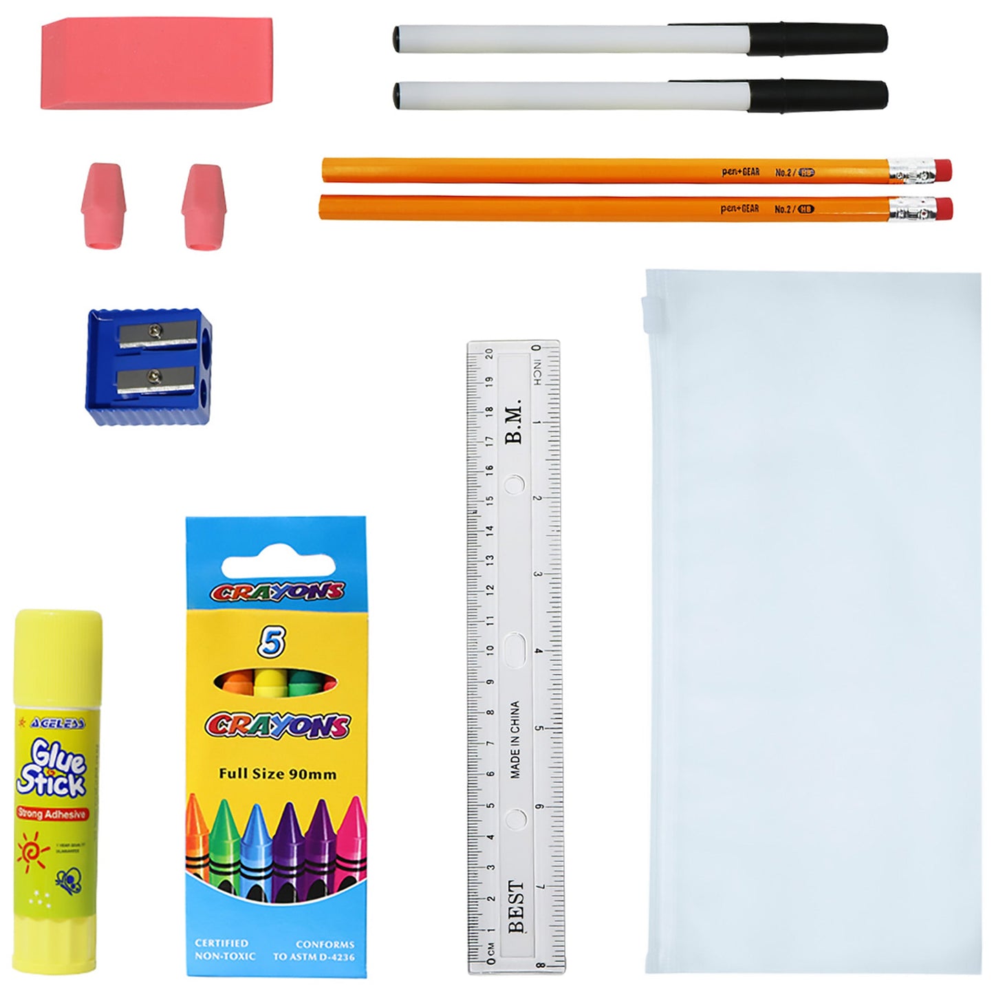 12 Wholesale 15" Printed Kids Backpacks & 12 Bulk School Supply Kits of Your Choice