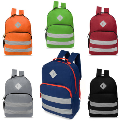 12 Reflective 17" Diamond Patch Backpacks in 6 Colors & Your Choice of 12 Bulk Hygiene Kits - Wholesale Care Package: Homeless, Emergency, Charity