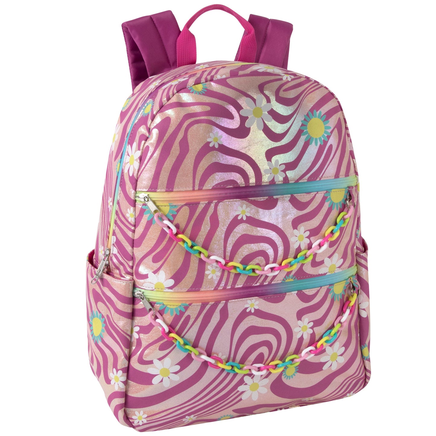 17-Inch Animal Print Rainbow Chain Backpack