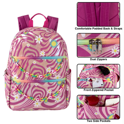 17-Inch Animal Print Rainbow Chain Backpack