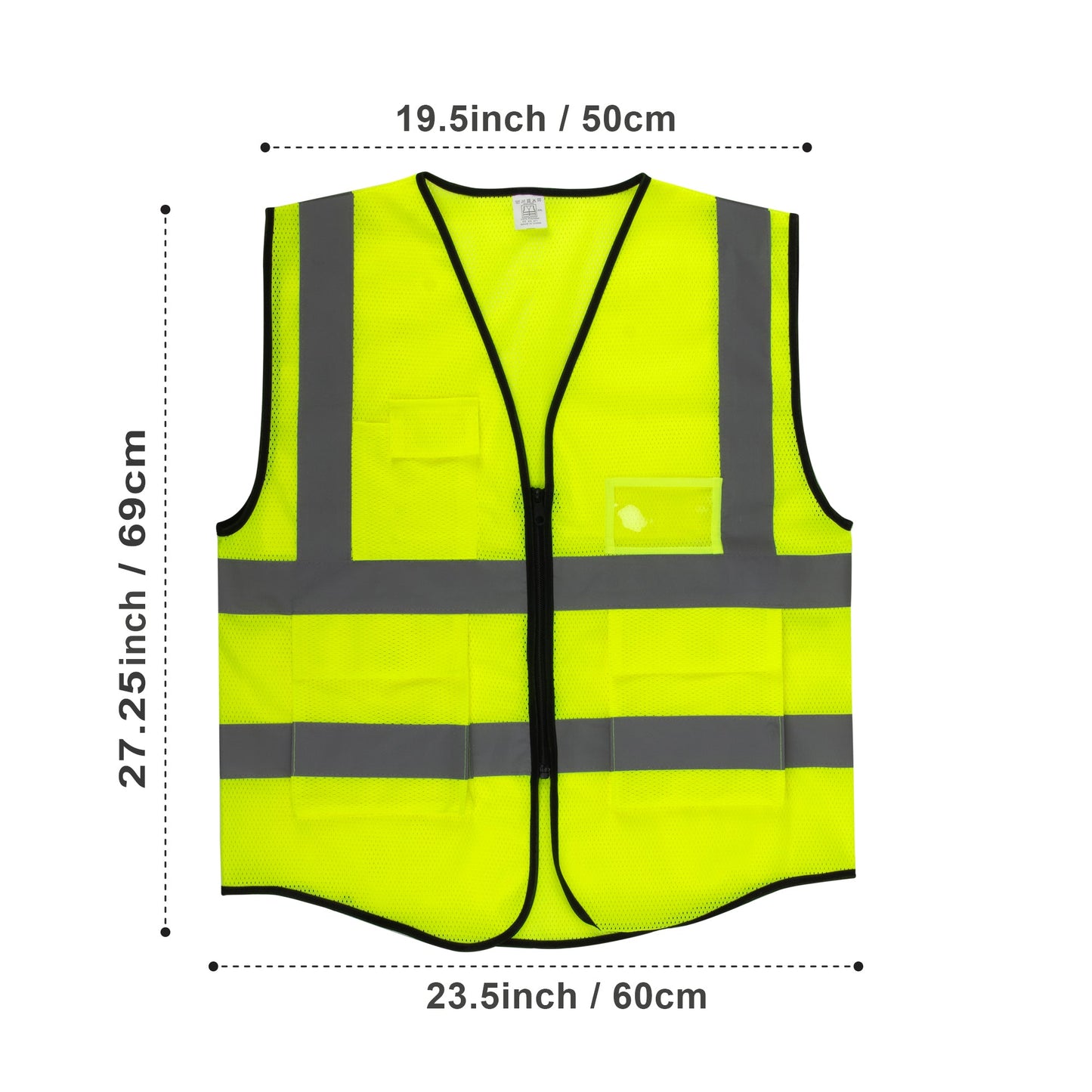 Deluxe Adult High Visibility Safety Vest With Clear ID Pocket