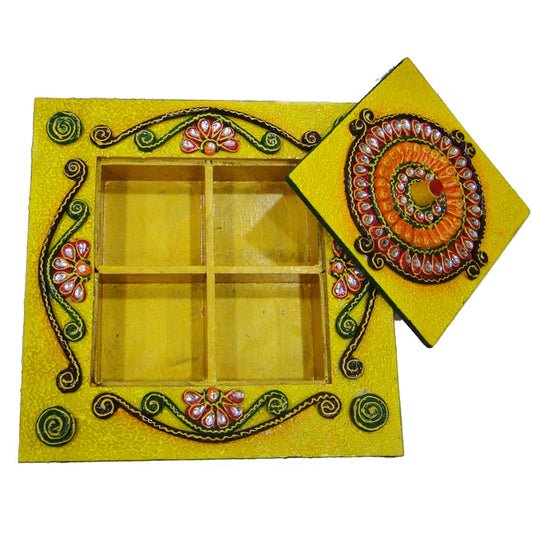 Wooden Kundan Handicrafts Dry Fruit Gift Box