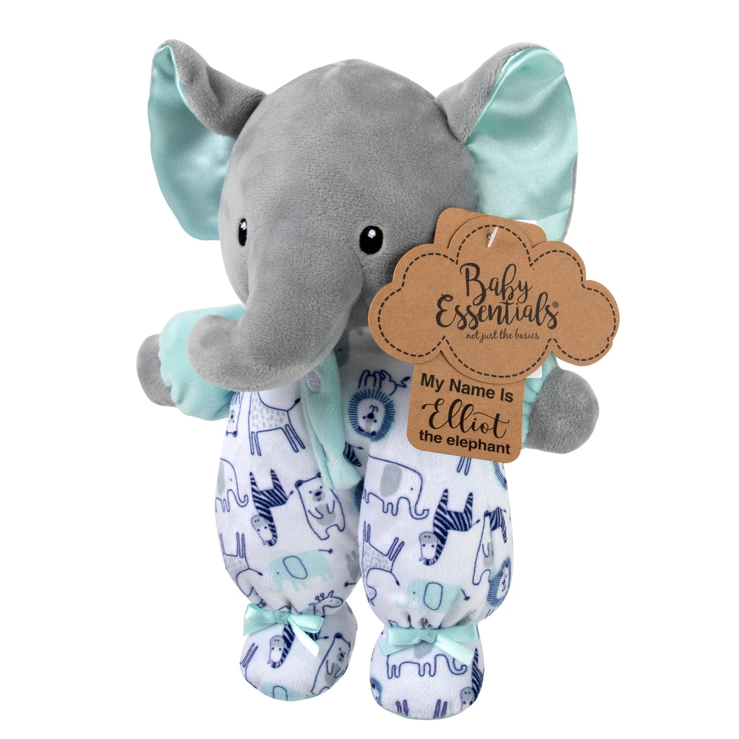 Baby Essentials Blue Elephant Plush with Rattle