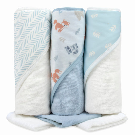 6 Piece Hooded Bath Towel & Wash Cloth Baby Bath Sets Wholesale Bulk USA