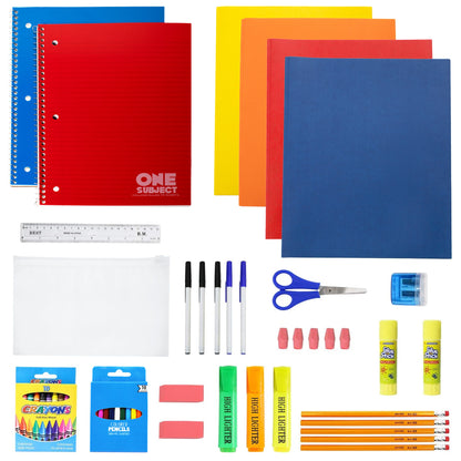 52 Piece Wholesale Kids School Supply Kits - Bulk Case of 12 Kits