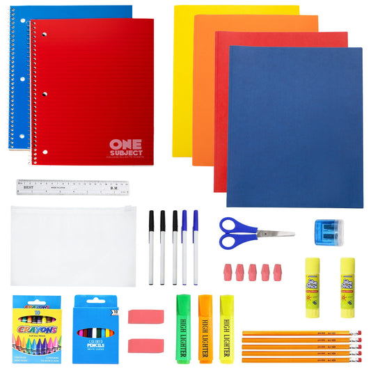 52 Piece Wholesale Kids School Supply Kits - Bulk Case of 12 Kits