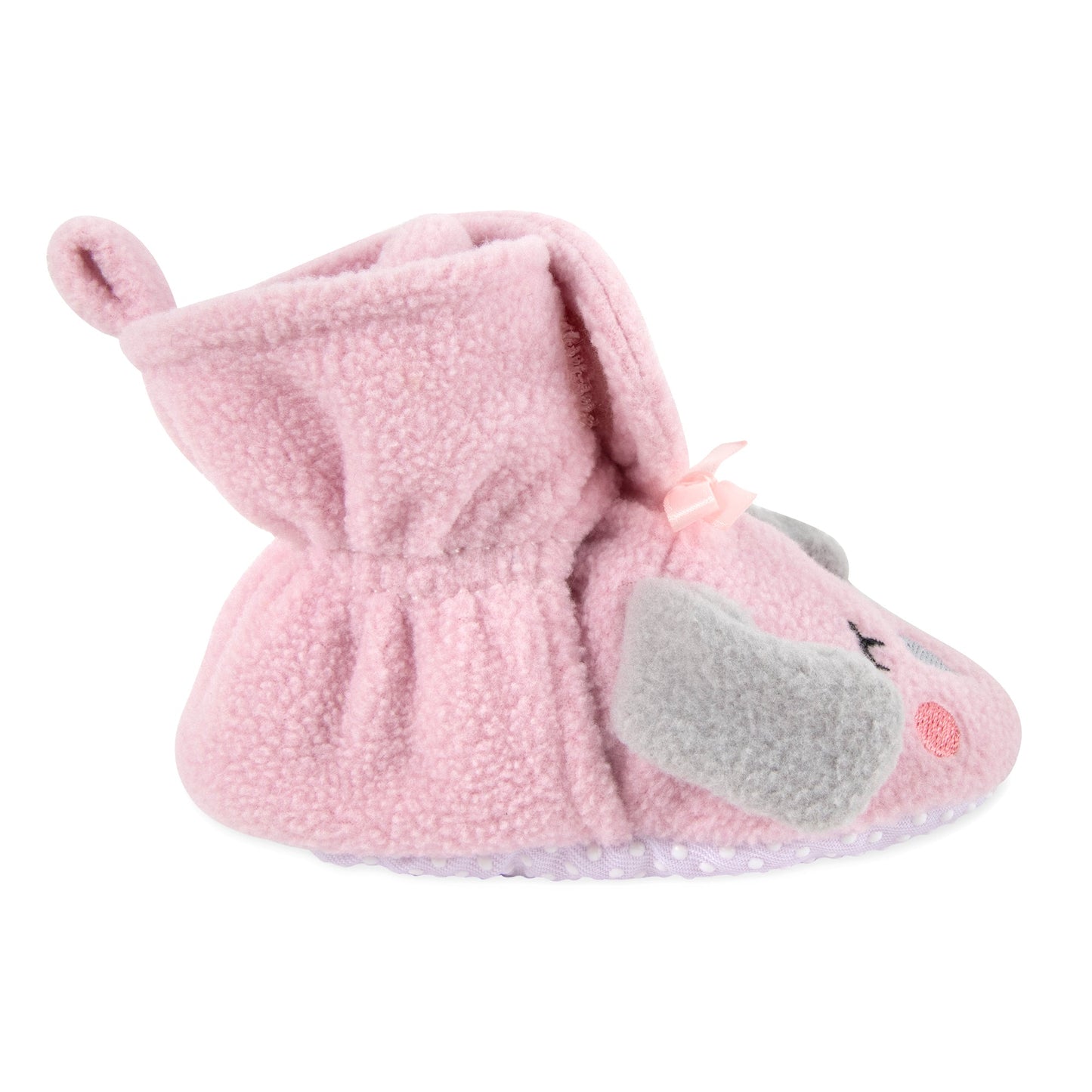 Fleece Baby Booties - Cozy Pink Puppy, 0-6 Months