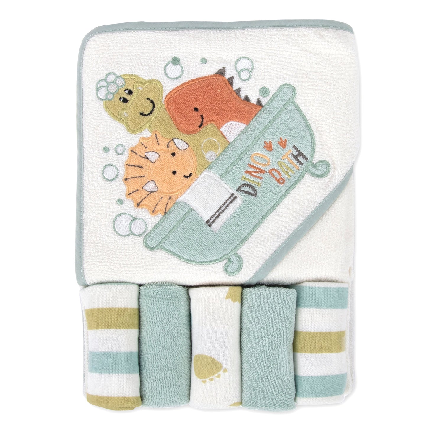 Little Dinosaurs Hooded Bath Towel & Wash Cloth Baby Bath Sets