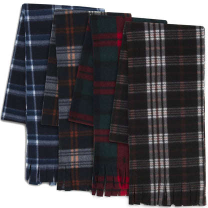 Adult Fleece Scarves With Fringe - Plaid Assortment Wholesale