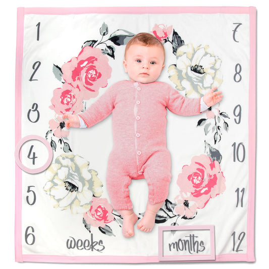 Photo Op Milestone Blanket - Pink Floral Wholesale