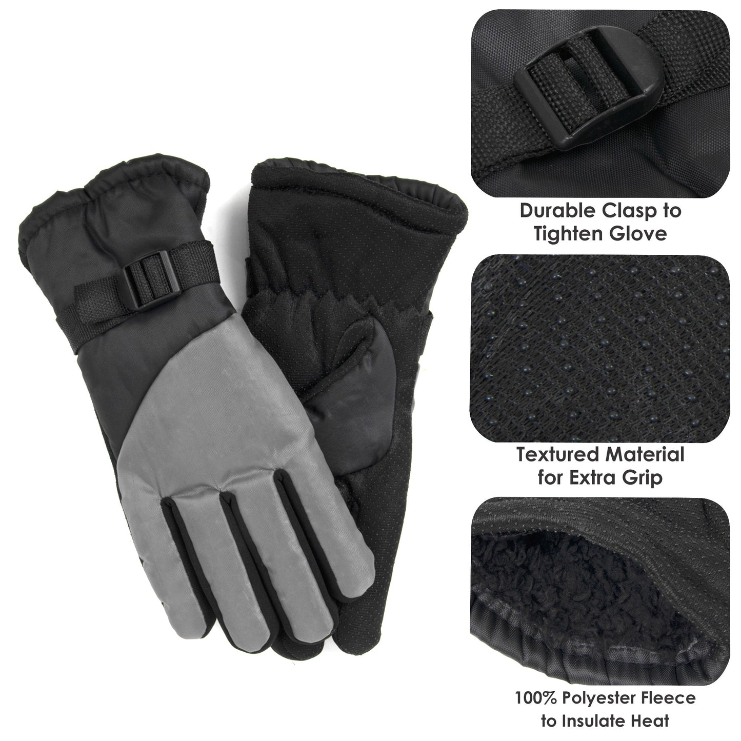 Adult Winter Color Block Gloves - 5 Assorted Wholesale