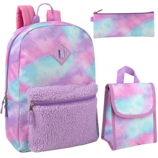 Purple Cloud Themed Backpack Set with Lunch Bag & Pencil Case Wholesale