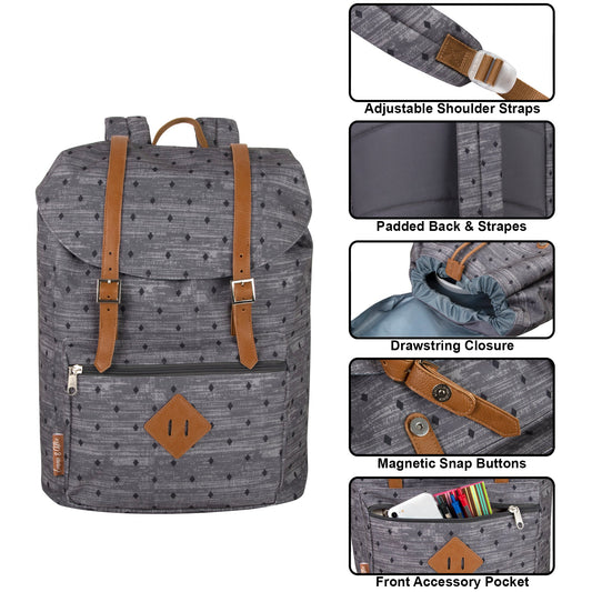 Printed Double Buckle Backpack 17-inch NoveltiesMart Wholesale