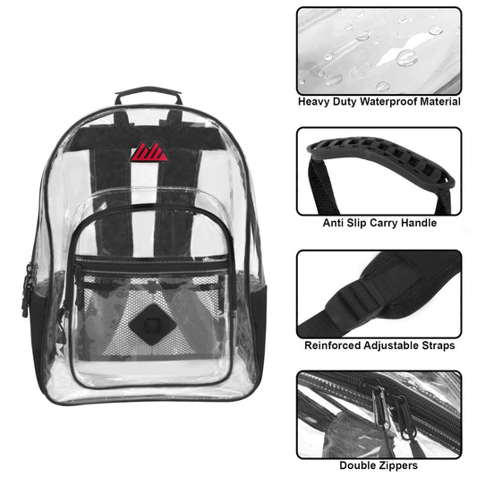 18-Inch Summit Ridge Clear Backpack - Black Wholesale