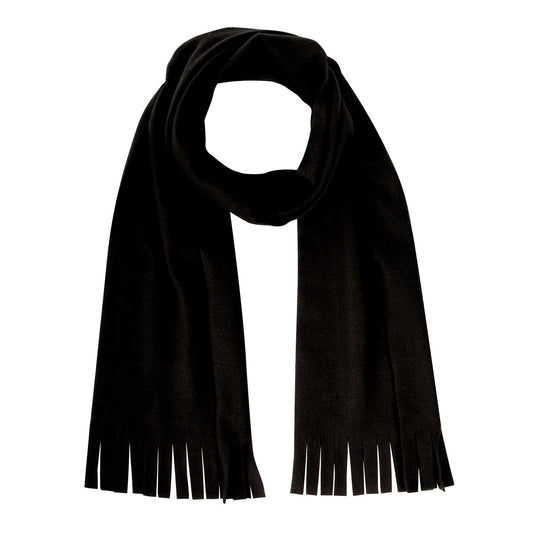 Wholesale Adult Fleece Scarves 60" x 8" With Fringe - Black Only