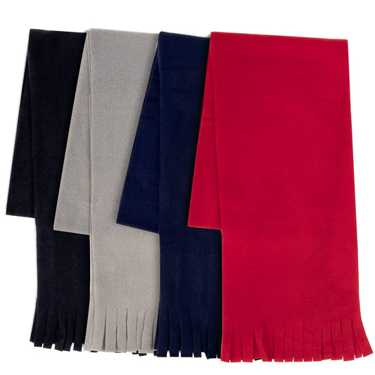 Adult Fleece Scarves 60" x 8" With Fringe - Assorted Wholesale