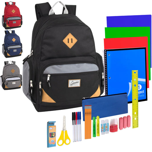 Duo Compartment Backpack with 30-Piece School Supply Kit Set