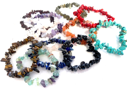 Rough Chip Assorted Real Stone Stretch Bracelets - Wholesale - NoveltiesMart.com Wholesale