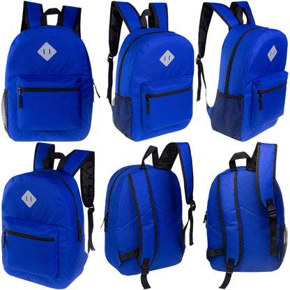 17" Wholesale Diamond Patch Backpack in 11 Assorted Colors - Bulk Case of 24 Bookbags