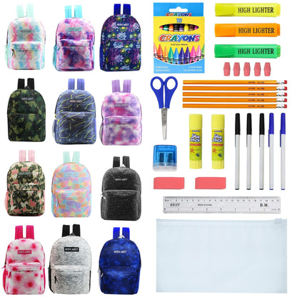 Wholesale Backpacks for Students and 12 Bulk School Supply Kits