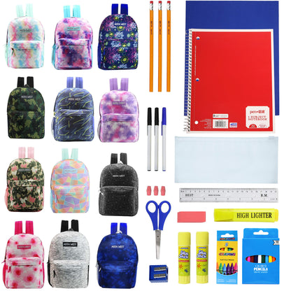 Wholesale Backpacks for Students and 12 Bulk School Supply Kits