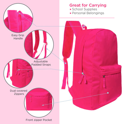 12 Bright Color 17" Backpacks in 6 Colors & Your Choice of 12 Bulk Hygiene Kits - Wholesale Care Package: Homeless, Emergency, Charity