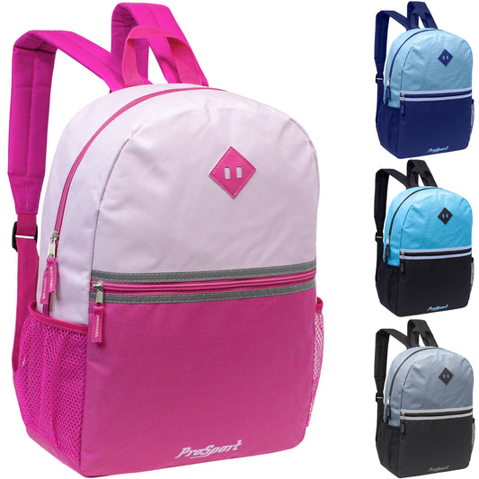 17" Diamond Patch Multi Color Wholesale Backpacks - Bulk Case of 24 Bookbags