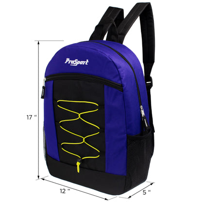 12 Multi-Color 17" Bungee Backpacks in 4 Color Combinations & Your Choice of 12 Bulk Hygiene Kits - Wholesale Care Package: Homeless, Emergency, Charity