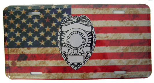 American Flag Police Badge Metal License Plate  Wholesale