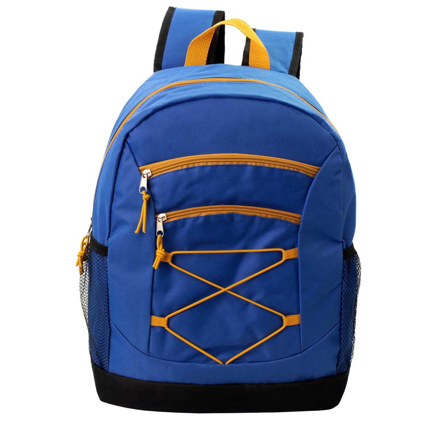 17" Wholesale Bungee Backpacks in 8 Assorted Colors - Bulk Case of 24 Bookbags