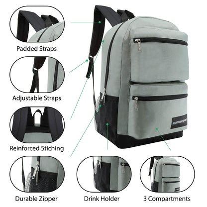 12 19" Premium 3 Zip Backpacks & Your Choice of 12 Bulk Winter Item Sets - Wholesale Care Package: Homeless, Emergency, Charity