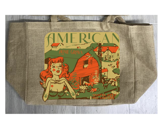 American Homegrown Marijuana Burlap Tote Bag – Durable & Stylish