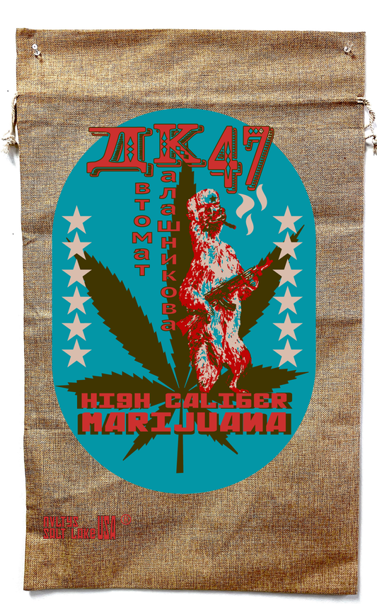 AK-47 Marijuana Burlap Bag with Drawstring