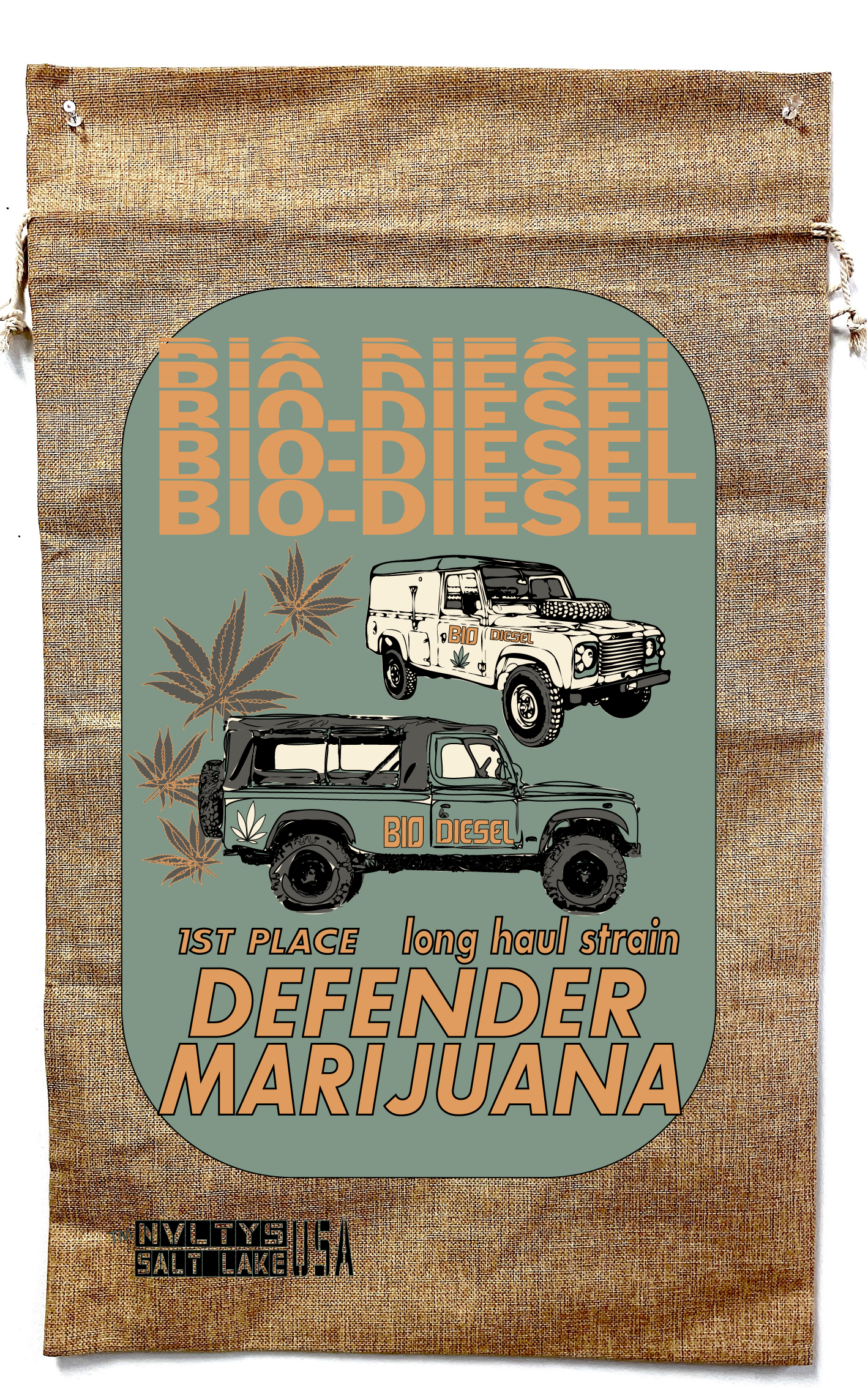 New Style Bio Diesel Marijuana Burlap Bag - Sturdy & High Quality Drawstring Bag