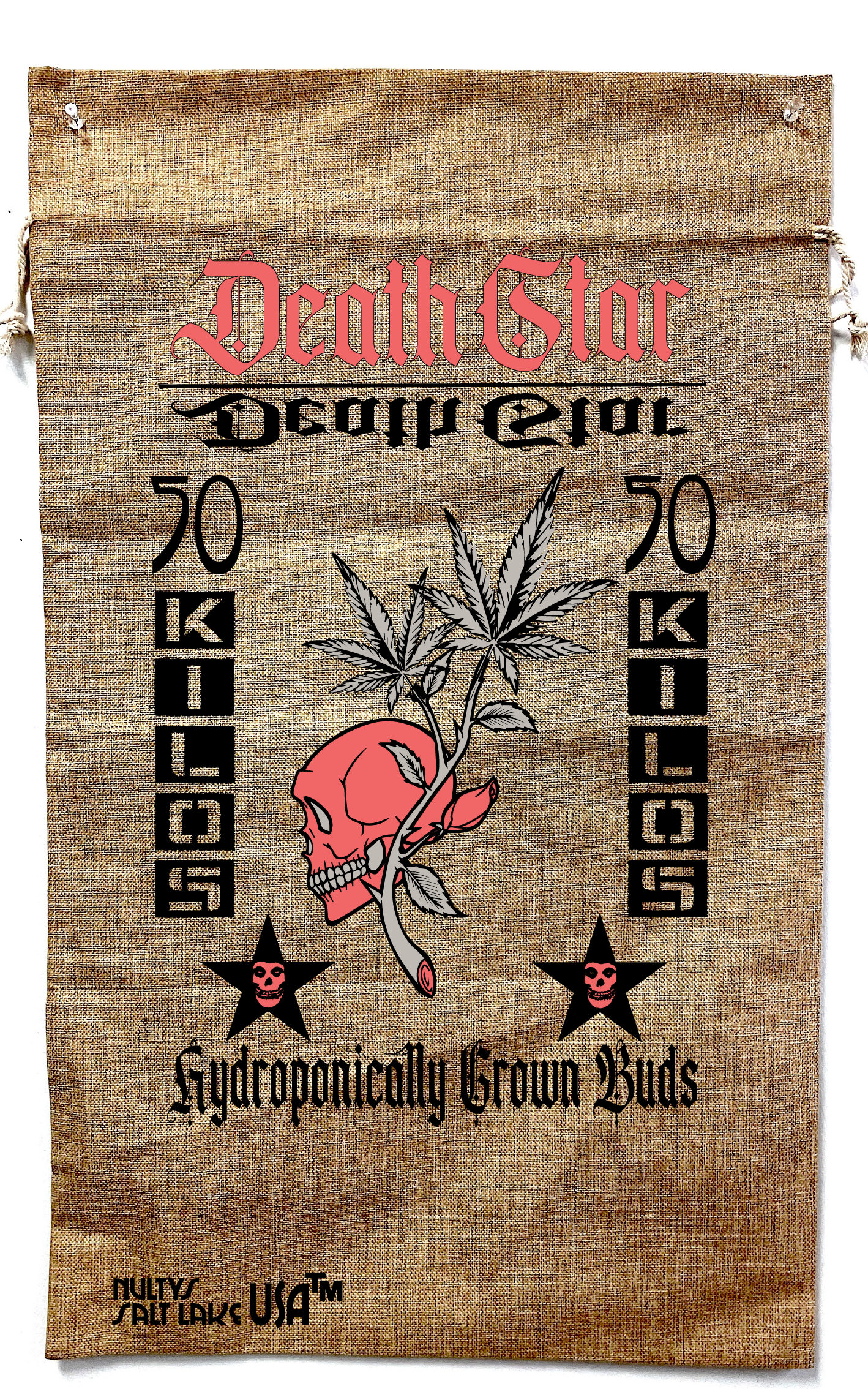 Death Star Marijuana Burlap Bag - High Quality & Sturdy Drawstring Bag