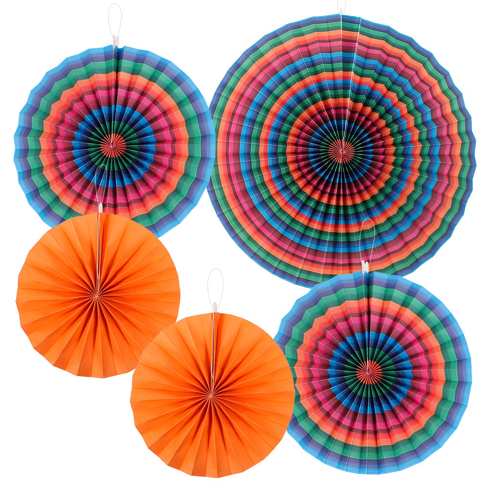 Fiesta Accordion Paper Fans 9" - 16" (5 PACK)