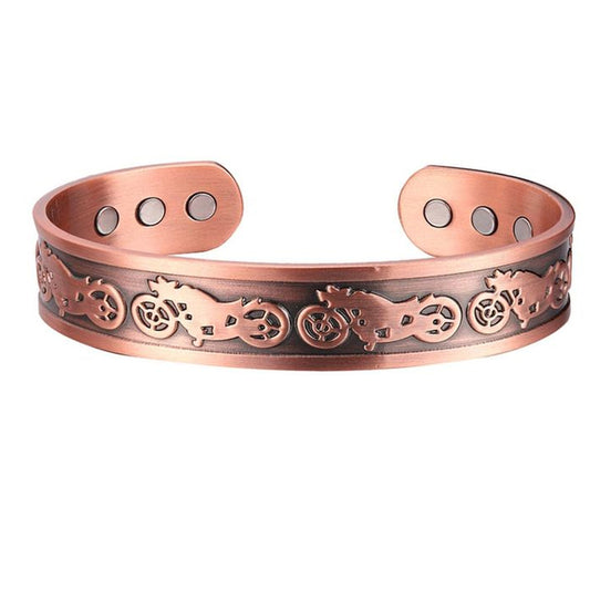 Motorcycle Bikes Biker Pure Copper Six Magnet Cuff Bracelet - NoveltiesMart.com Wholesale