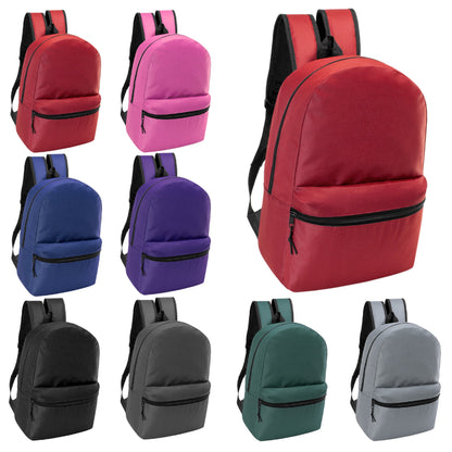 12 17" Classic Backpacks in 8 Assorted Colors & Your Choice of 12 Bulk Hygiene Kits - Wholesale Care Package: Homeless, Emergency, Charity