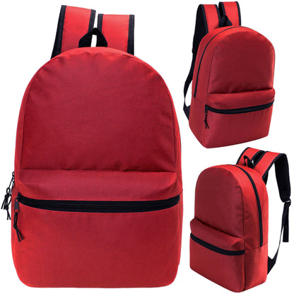 12 Basic 18.5" Backpacks in 6 Assorted Colors & Your Choice of 12 Bulk Hygiene Kits - Wholesale Care Package: Homeless, Emergency, Charity