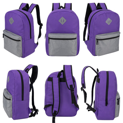 12 Diamond Patch 17" Backpacks in Multi Colors & Your Choice of 12 Bulk Hygiene Kits - Wholesale Care Package: Homeless, Emergency, Charity