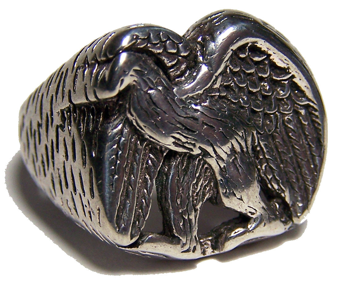 United We Stand Eagle Biker Ring – Sterling Silver Plated