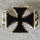 Iron Cross with Lightning Bolts Biker Ring – Sterling Silver Plated