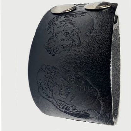 Skull Black Leather Cuff Bracelet | Adjustable Snap NoveltiesMart Wholesale - NoveltiesMart.com Wholesale