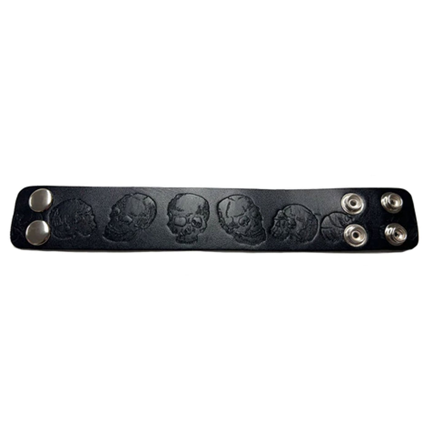 Skull Black Leather Cuff Bracelet | Adjustable Snap NoveltiesMart Wholesale - NoveltiesMart.com Wholesale