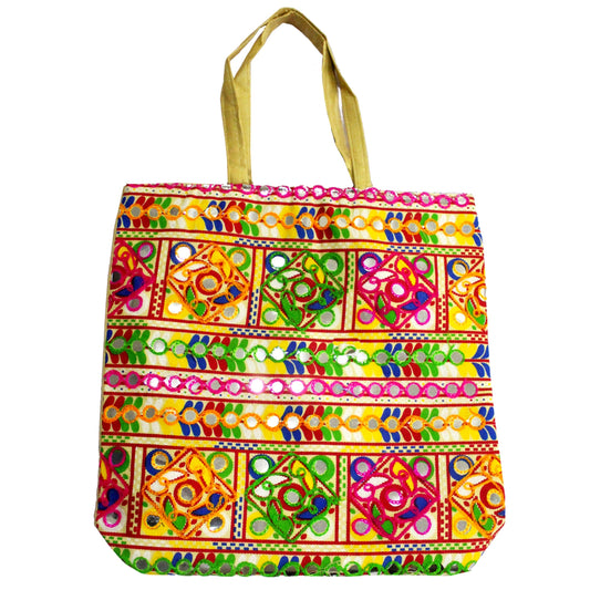 Handmade Square Handle Bag with Embroidery