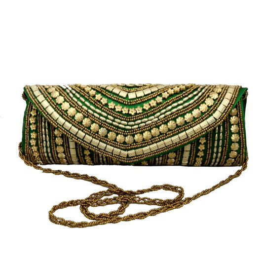 Handmade Worked Green Clutch Bag