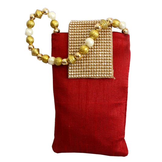 Handmade Rectangular Pouch Bag with Pearl Designs