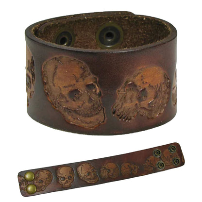 Skull Brown Leather Cuff Bracelet Wholesale - NoveltiesMart.com Wholesale