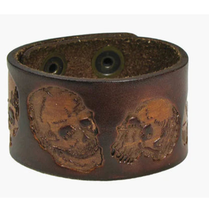 Skull Brown Leather Cuff Bracelet Wholesale - NoveltiesMart.com Wholesale